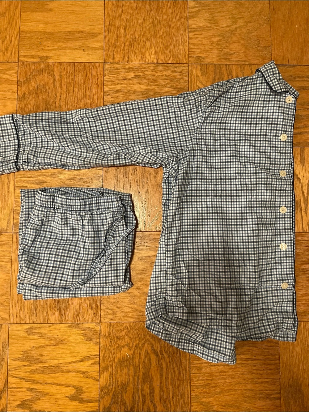 Lands' End Blue and White Checked Pajama Set